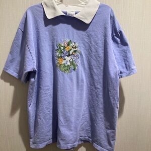 Ladies Vintage Briazzi Embroidered Collared Shirt